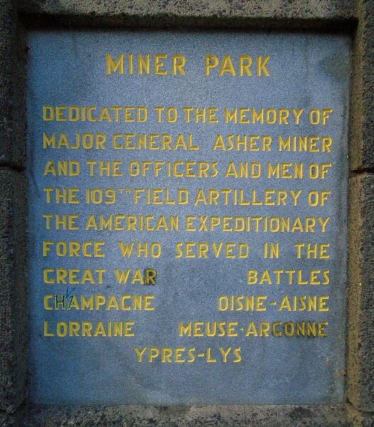 MINER PARK WAR MEMORIAL PLAQUE