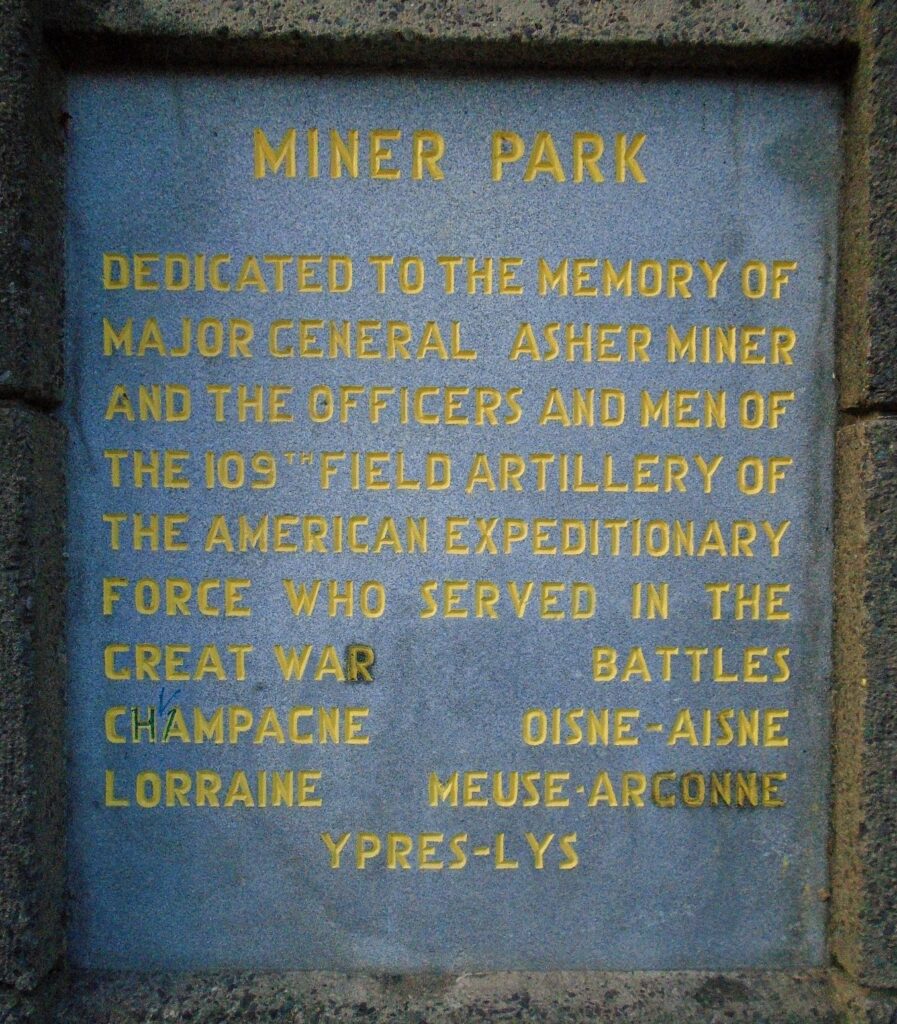 MINER PARK WAR MEMORIAL PLAQUE