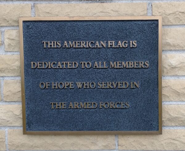 HOPE ARMED FORCES MEMORIAL FLAG PLAQUE