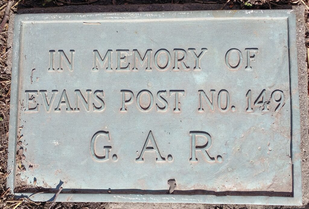 EVANS POST NO. 149 G.A.R. MEMORIAL PLAQUE