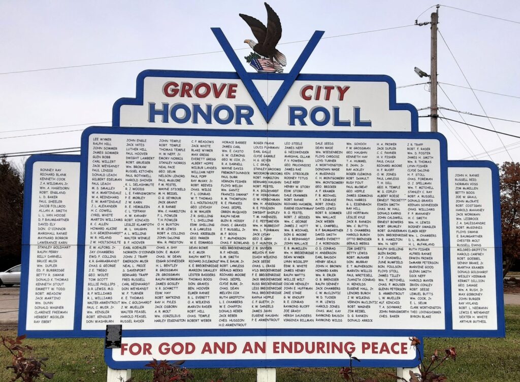 GROVE CITY HONOR ROLL MEMORIAL PANEL