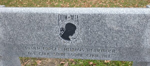POW-MIA MEMORIAL BENCH CLOSE-UP