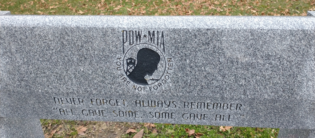 POW-MIA MEMORIAL BENCH CLOSE-UP