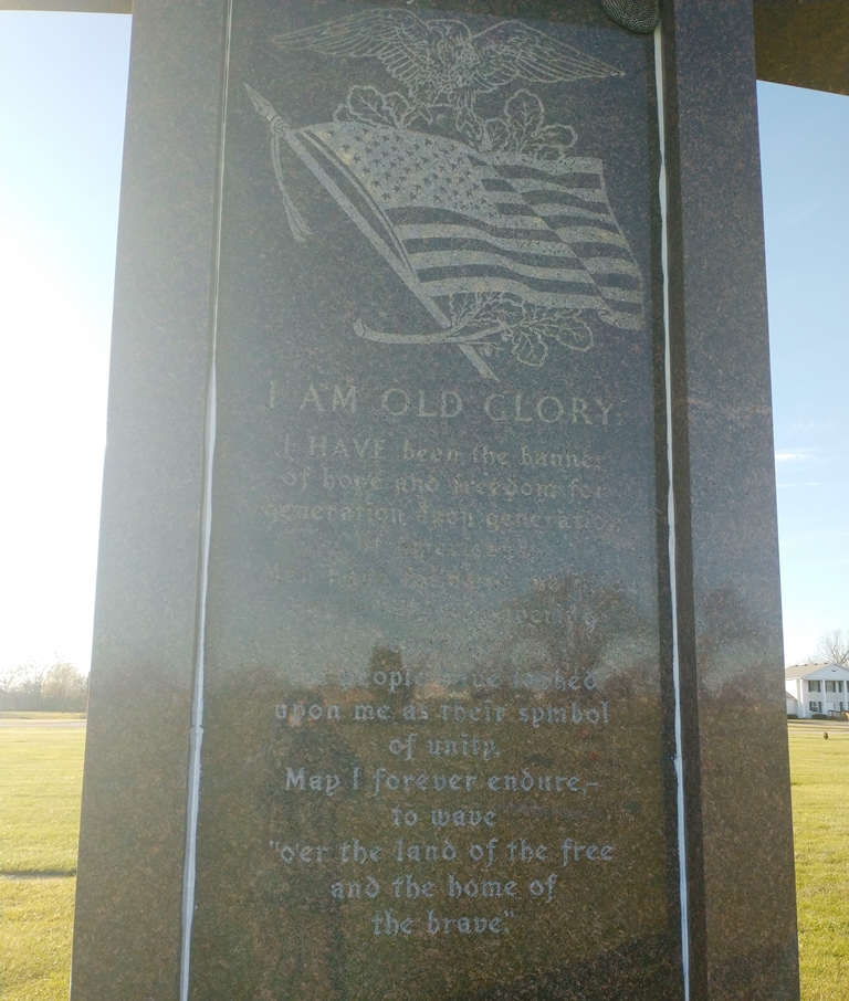 HOMAGE TO THE VETERANS MEMORIAL CENTER STONE BACK