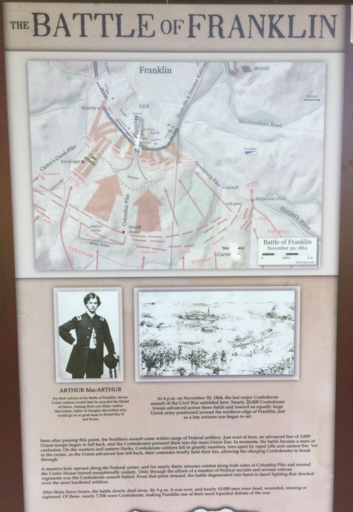 THE BATTLE OF FRANKLIN WAR MEMORIAL PANEL