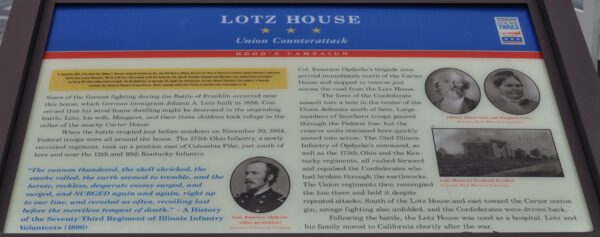 LOTZ HOUSE UNION COUNTERATTACK WAR MEMORIAL PANEL