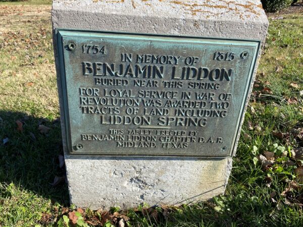 BENJAMIN LIDDON REVOLUTIONARY WAR SOLDIER MEMORIAL