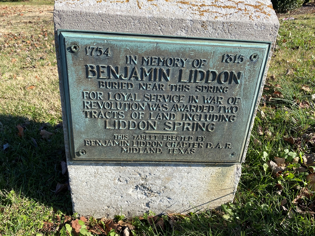 BENJAMIN LIDDON REVOLUTIONARY WAR SOLDIER MEMORIAL