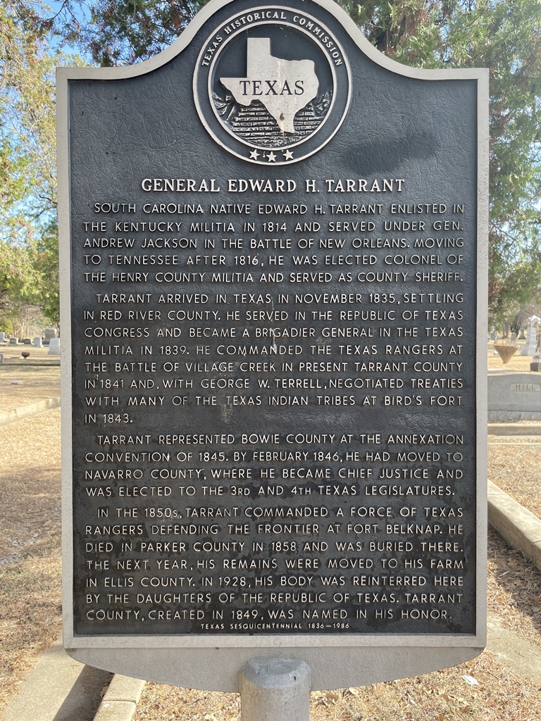GENERAL EDWARD H. TARRANT WAR MEMORIAL MARKER