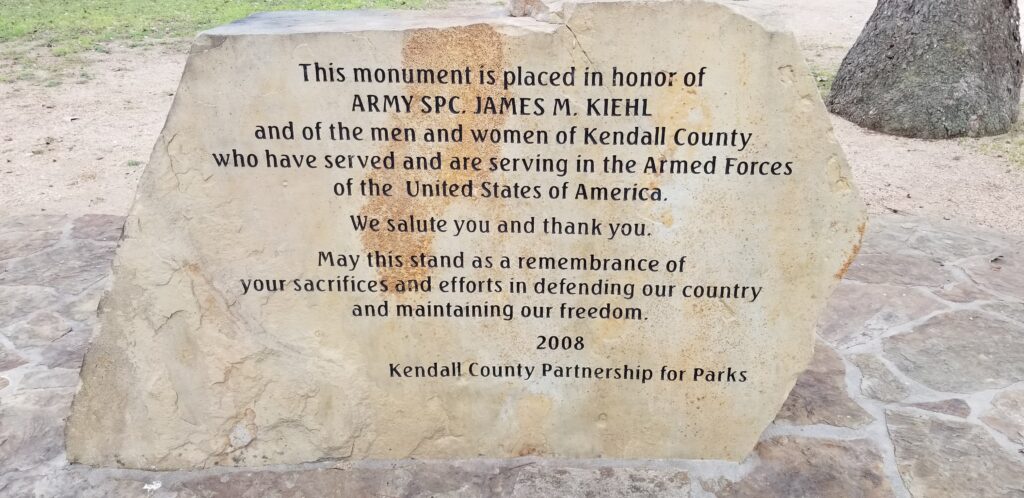 ARMY SPEC. JAMES M. KIEHL MEMORIAL CLOSE-UP