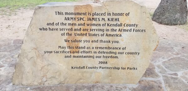 ARMY SPEC. JAMES M. KIEHL MEMORIAL CLOSE-UP