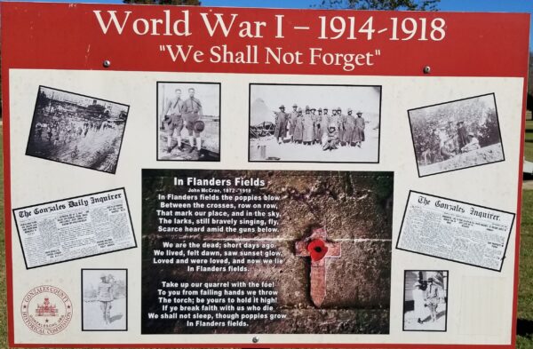 WORLD WAR I-1914-1918 “WE SHALL NOT FORGET” MEMORIAL MARKER