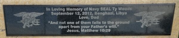 NAVY SEAL TY WOODS MEMORIAL BENCH PLAQUE