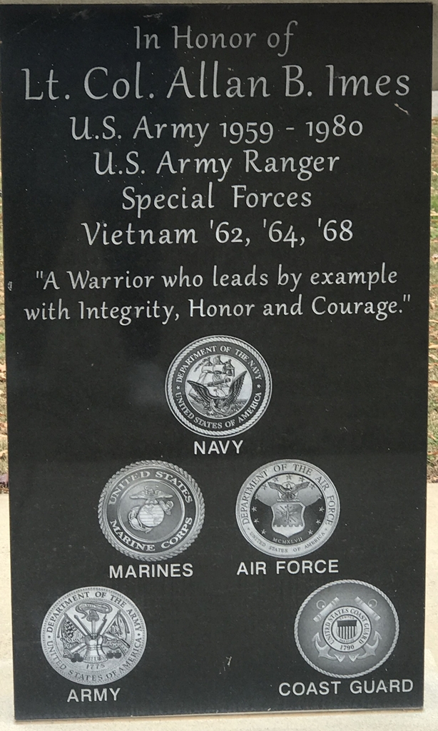LT. COL. ALLAN B. IMES WAR MEMORIAL PLAQUE