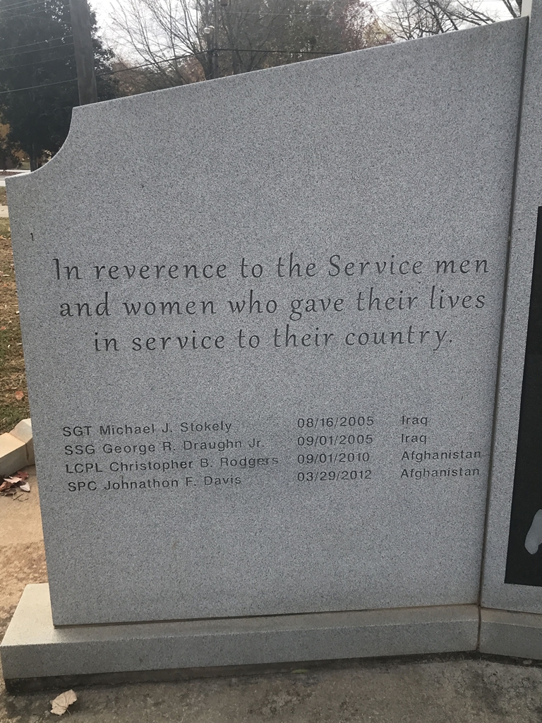 CITY OF GRIFFIN GLOBAL WAR ON TERROR MEMORIAL LEFT STONE