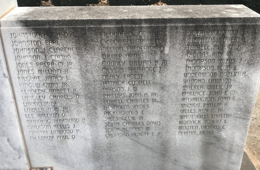 PULASKI CHAPTER DAR WORLD WAR II MEMORIAL RIGHT STONE