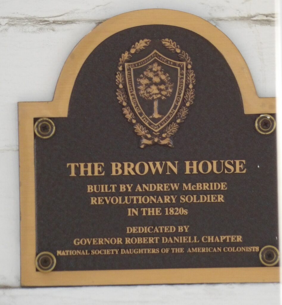 THE BROWN HOUSE REVOLUTIONARY SOLDIER MEMORIAL PLAQUE