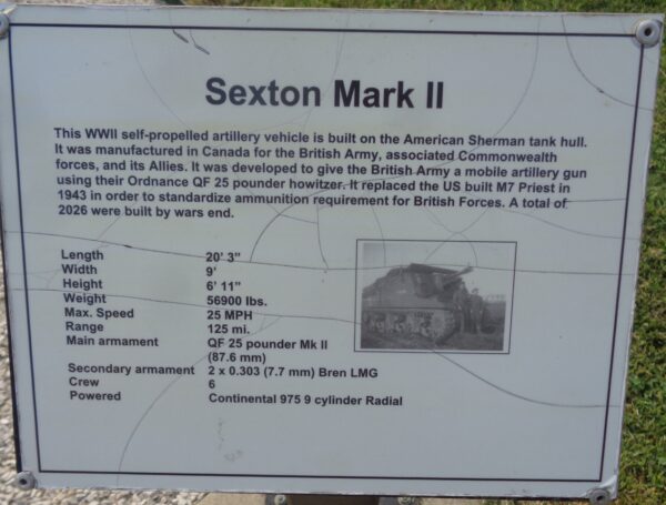 SEXTON MARK II WAR MEMORIAL PLAQUE