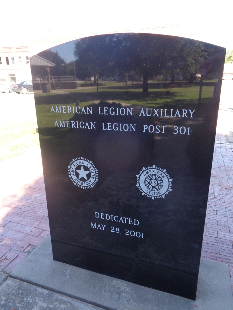AMERICAN LEGION POST 301 VETERANS MEMORIAL BACK