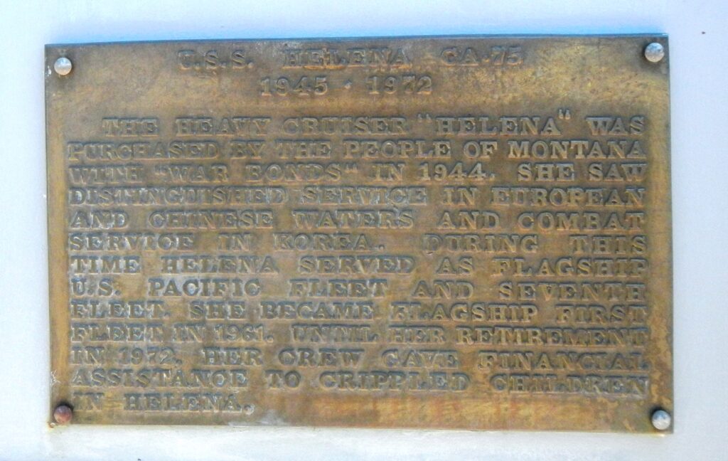 U.S.S. HELENA WAR MEMORIAL PLAQUE F
