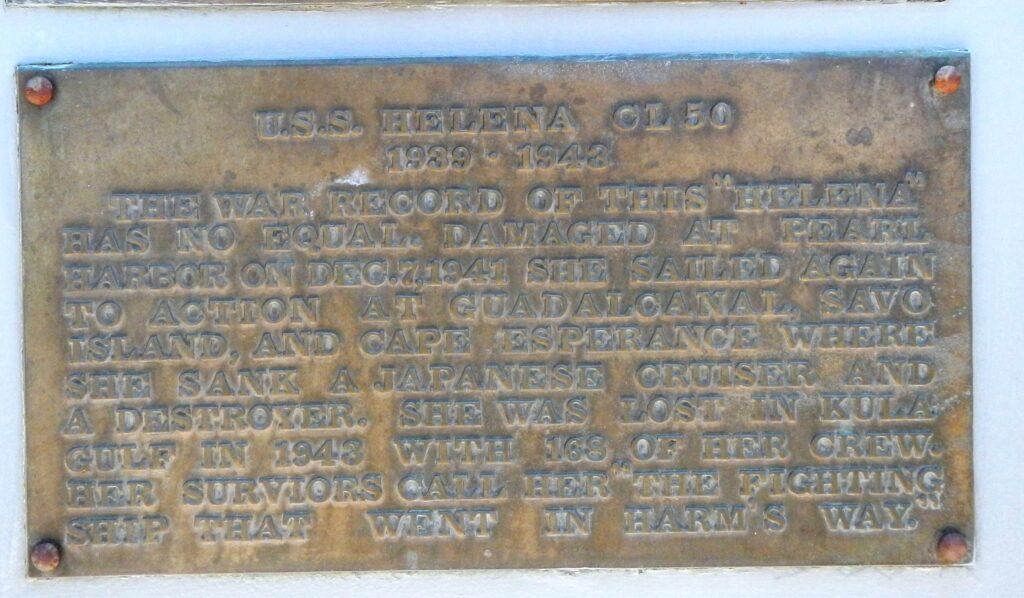 U.S.S. HELENA WAR MEMORIAL PLAQUE D