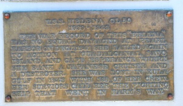 U.S.S. HELENA WAR MEMORIAL PLAQUE D
