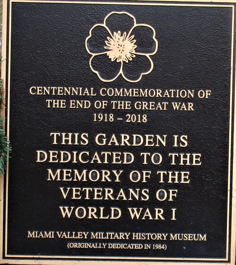 CENTENNIAL COMMEMORATION OF THE END OF THE GREAT WAR MEMORIAL PLAQUE