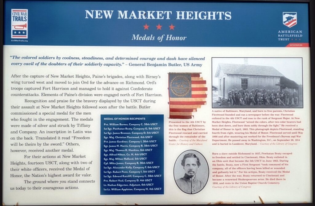NEW MARKET HEIGHTS MEDAL OF HONOR WAR MEMORIAL PLAQUE