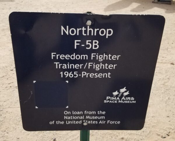 NORTHROP F-5B MEMORIAL AIRCRAFT PLAQUE