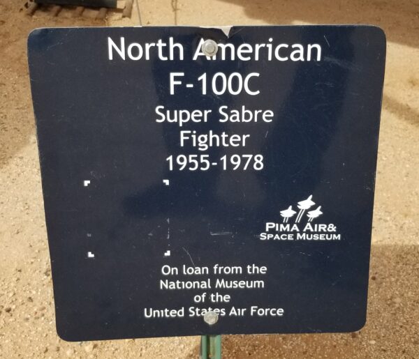 NORTH AMERICAN F-100C SUPER SABRE FIGHTER MEMORIAL AIRCRAFT PLAQUE