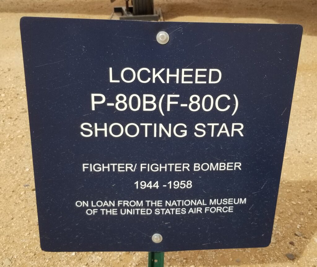 LOCKHEED P-80B(F-80C) SHOOTING STAR MEMORIAL AIRCRAFT PLAQUE