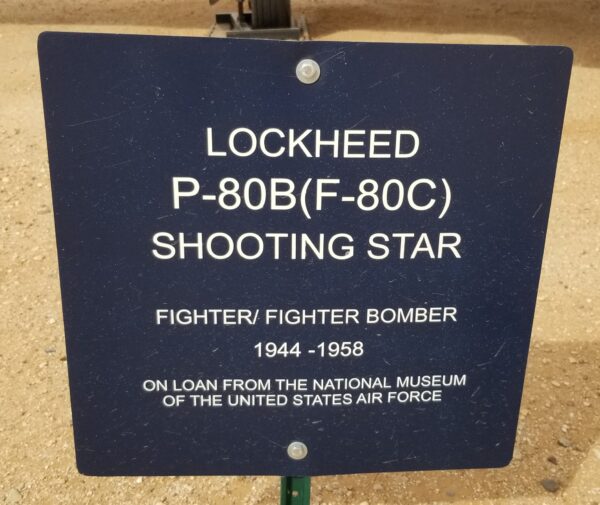 LOCKHEED P-80B(F-80C) SHOOTING STAR MEMORIAL AIRCRAFT PLAQUE