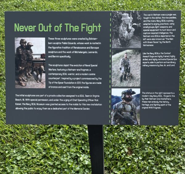 NEVER OUT OF THE FIGHT WAR MEMORIAL MARKER