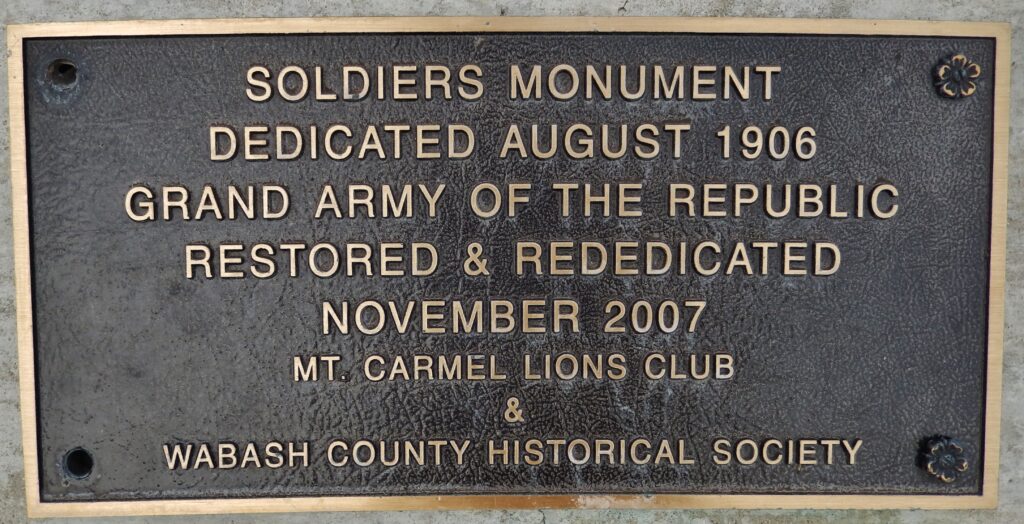 WABASH COUNTY SOLDIERS MONUMENT PLAQUE