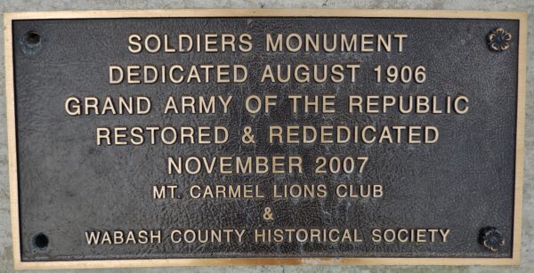 WABASH COUNTY SOLDIERS MONUMENT PLAQUE