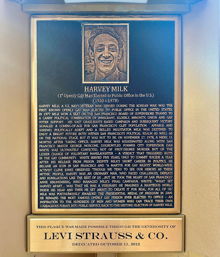 HARVEY MILK WAR MEMORIAL PLAQUE