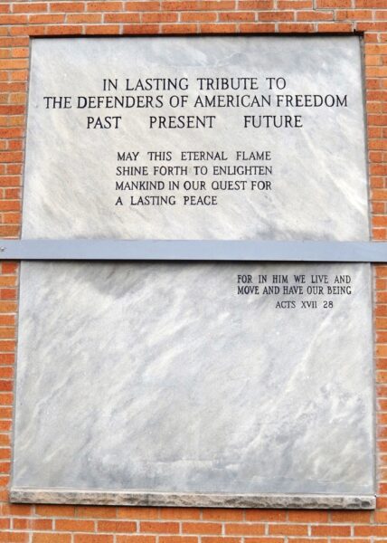 WORLD WAR II FOR GOD AND COUNTRY MEMORIAL PANEL A