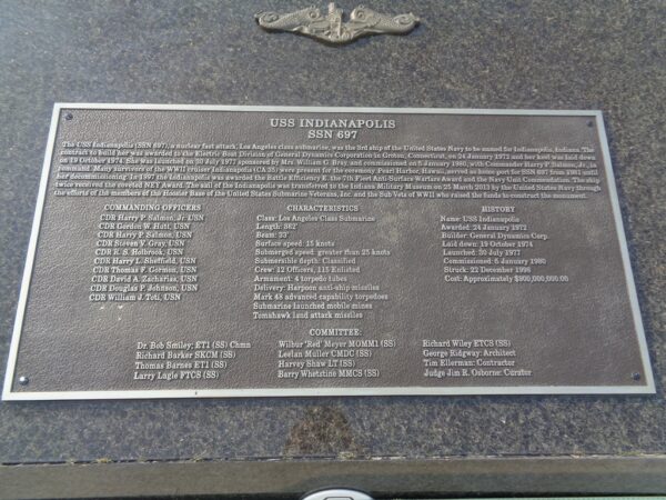 USS INDIANAPOLIS SSN 697 MEMORIAL PLAQUE