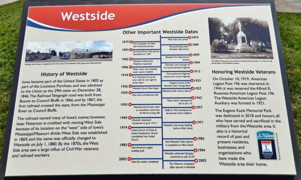 HONORING WESTSIDE WARRIORS MEMORIAL PLAQUE