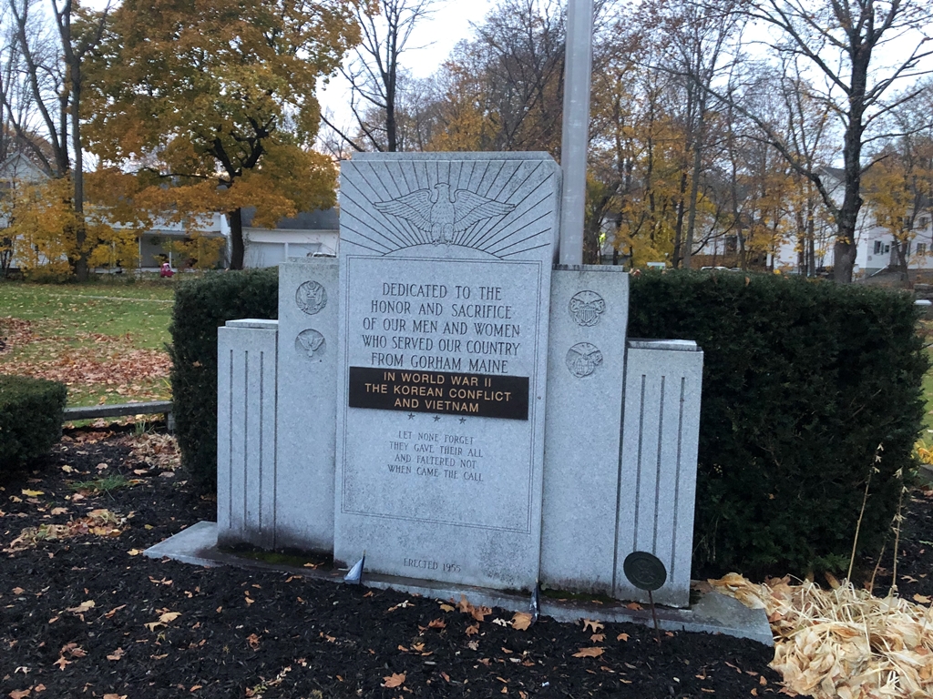 GORHAM MAINE WAR VETERANS MEMORIAL