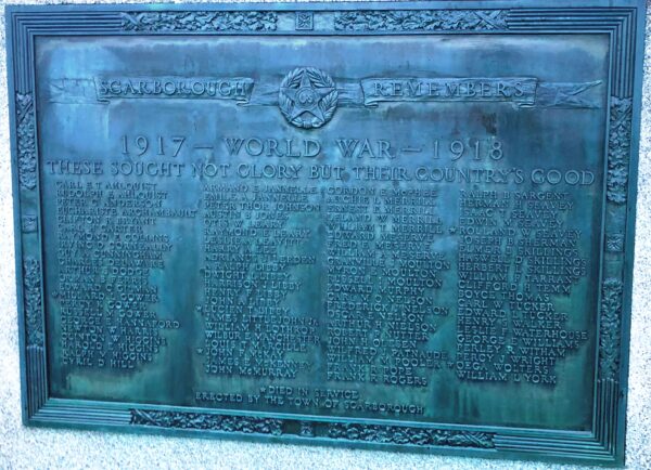 SCARBOROUGH REMEMBERS WORLD WAR MEMORIAL PLAQUE