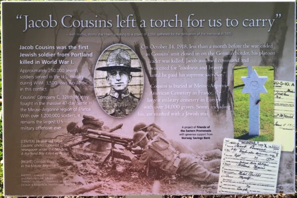 “JACOB COUSINS LEFT A TORCH FOR US TO CARRY” MEMORIAL PLAQUE