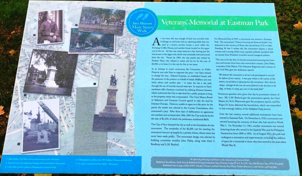 VETERANS’ MEMORIAL AT EASTMAN PARK MARKER