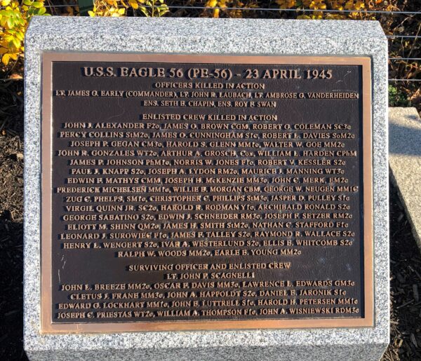 U.S.S. EAGLE 56 (PE-56) WAR MEMORIAL PLAQUE
