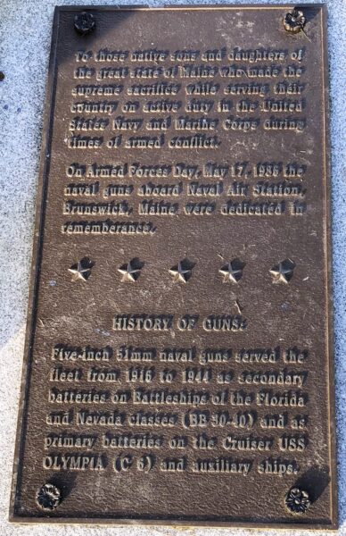 STATE OF MAINE SUPREME SACRIFICE WAR MEMORIAL GUN PLAQUE