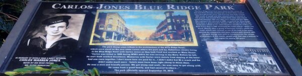 CARLOS JONES BLUE RIDGE PARK MEMORIAL PLAQUE