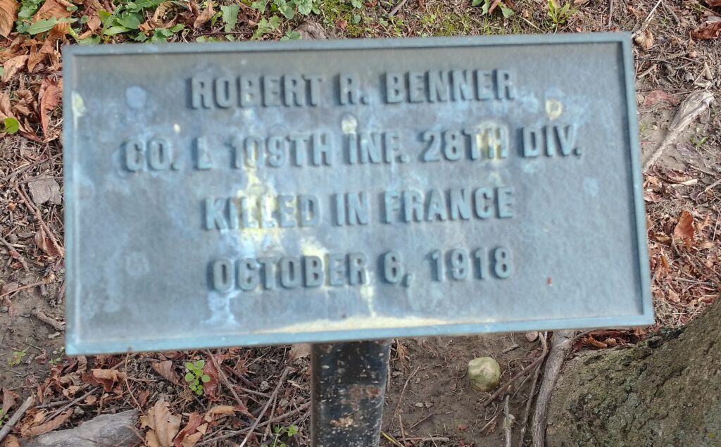 ROBERT R. BENNER WAR MEMORIAL TREE PLAQUE