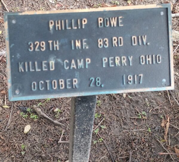 PHILLIP BOWE WAR MEMORIAL TREE PLAQUE