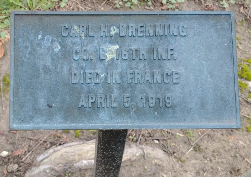 CARL H. DRENNING WAR MEMORIAL TREE PLAQUE