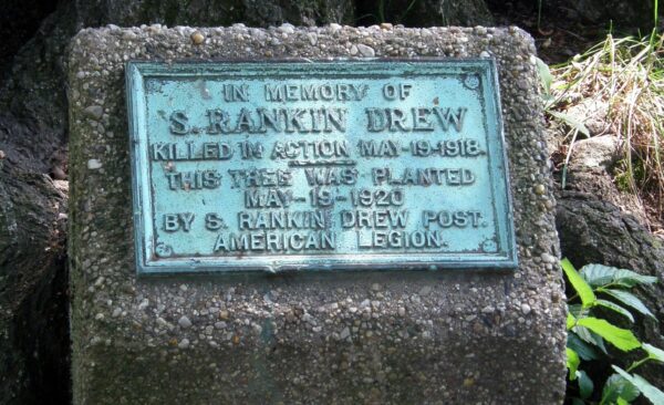 S. RANKIN DREW WAR MEMORIAL TREE PLAQUE